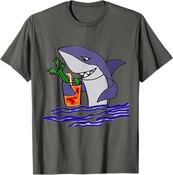 Smiletodaytees Funny Shark Drinking Bloody Mary T-shirt
