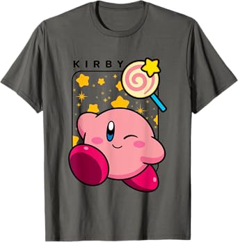 Kirby Lollipop & Stars Big Cute Nintendo Portrait T-Shirt
