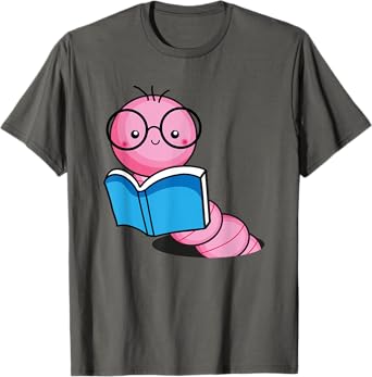 Book Worm Costume World Book Day Cute Kawaii Worm Reading T-Shirt