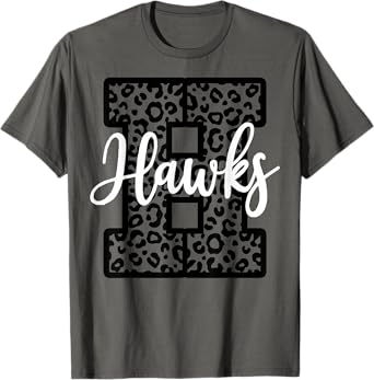 Hawks School Spirit Sport Leopard Cheer Fan Game Day T-Shirt