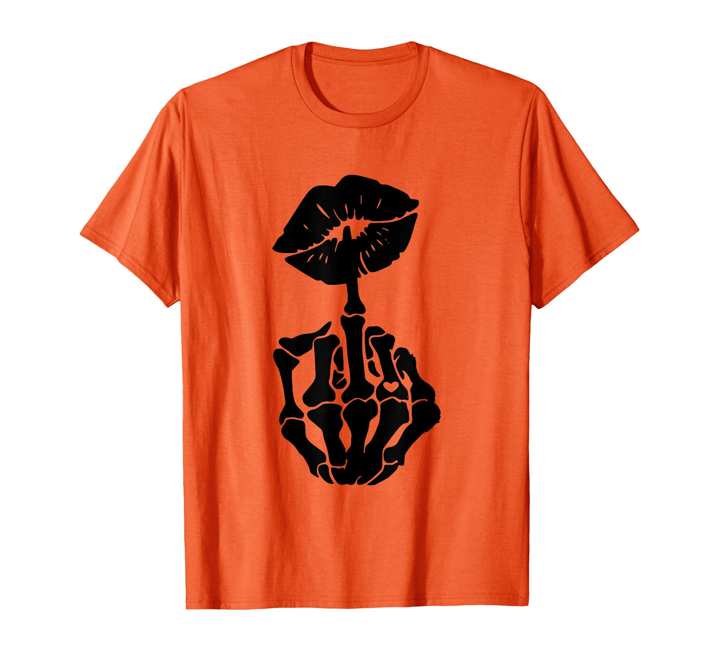 Halloween Retro Skeleton Hand Middle Finger Lips Funny T-Shirt