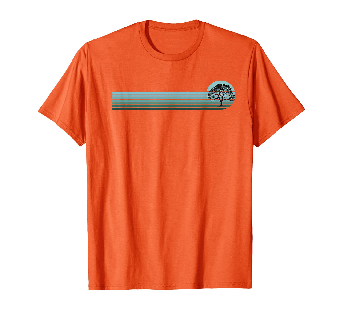 Tree Retro Sunset Stripe Vintage Nature Forest T-Shirt