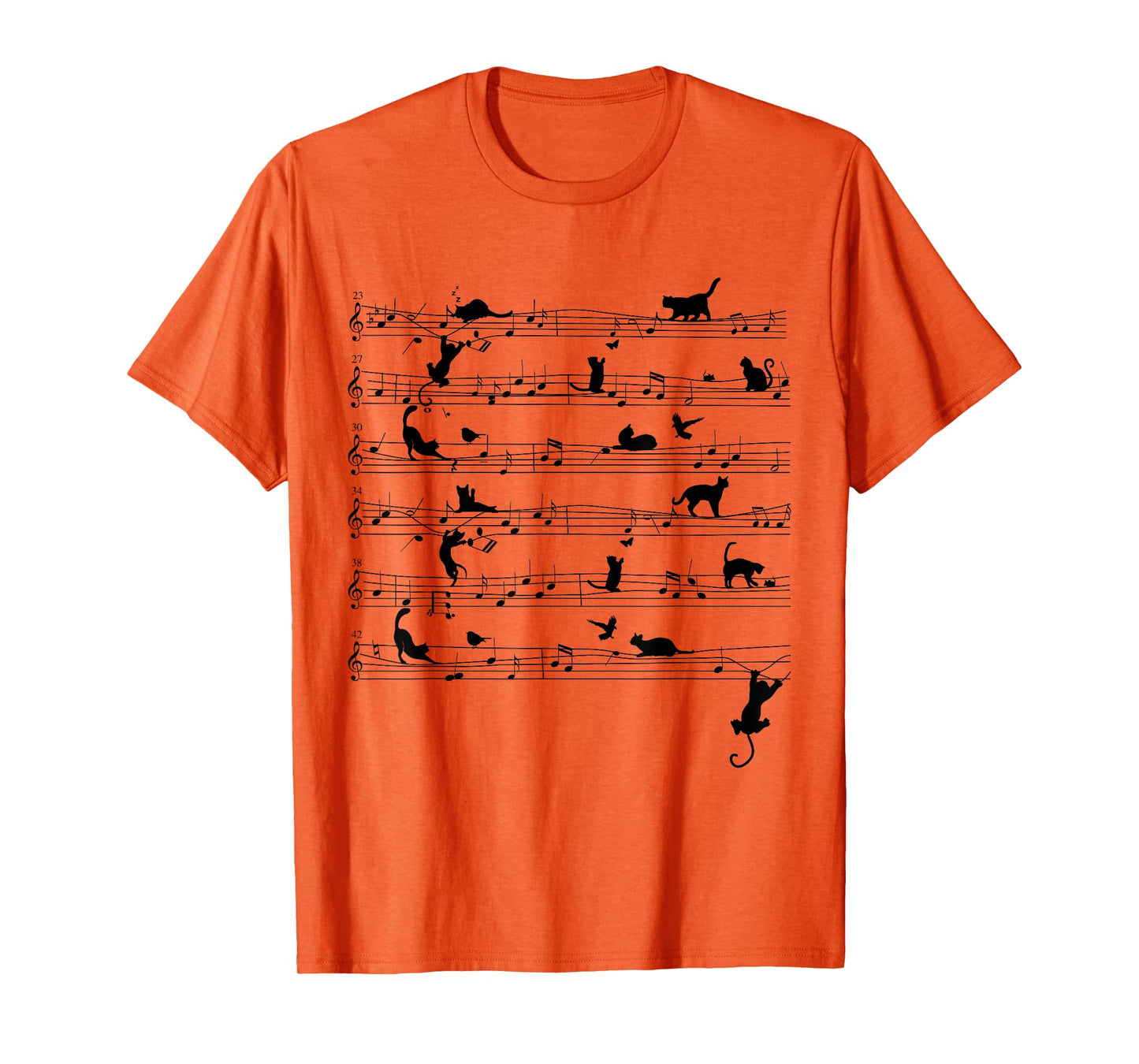 Cute Cat Kitty Playing Music Note Clef Musician Art T-Shirt