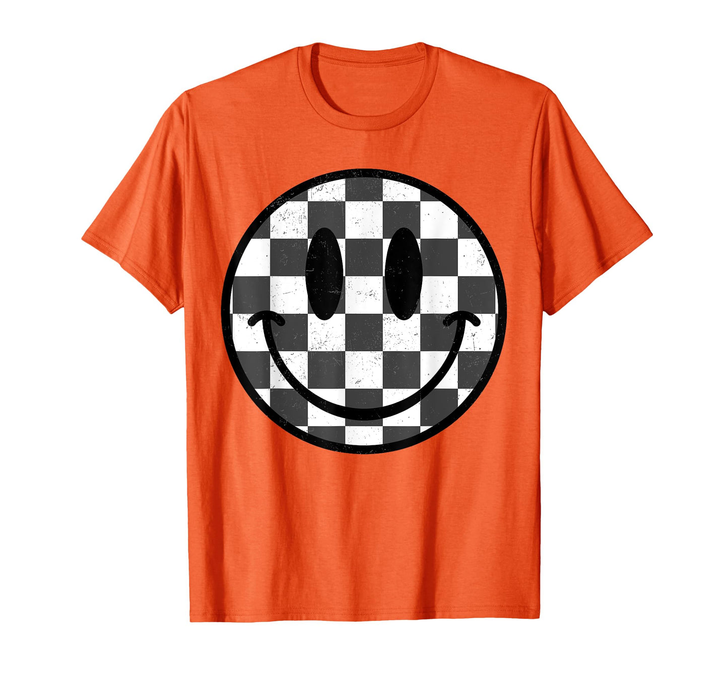 Happy Face Black Checkered Smile Face Preppy Aesthetic T-Shirt