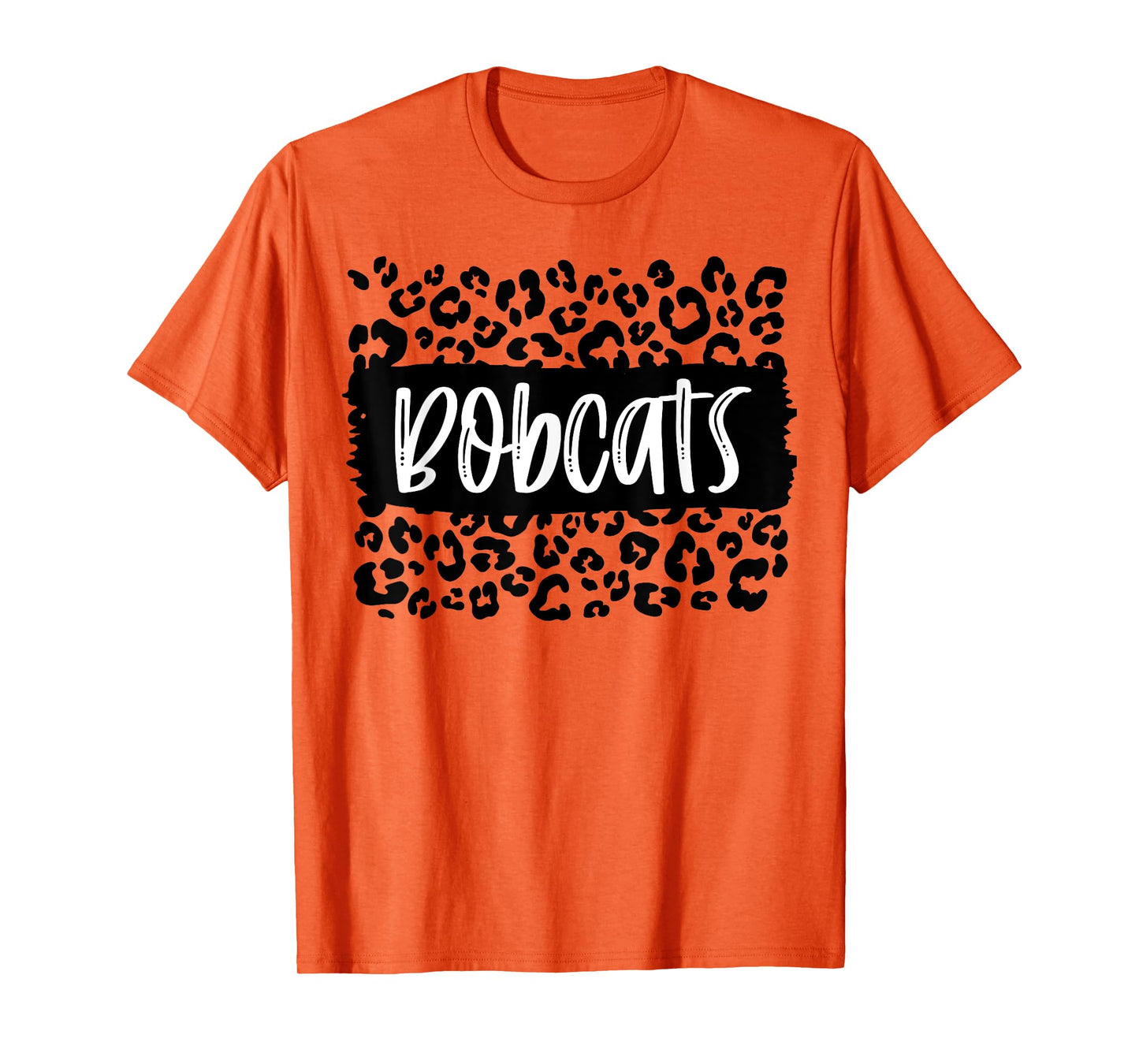Bobcats Team Mascot School Spirit Game Night Leopard Print T-Shirt