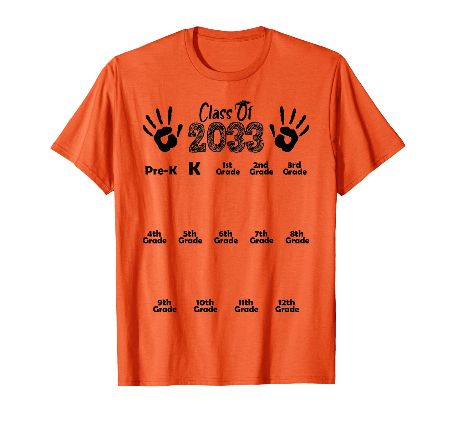 Class of 2033 Grow With Me Shirt Handprint Pre-K 12th Grade T-Shirt