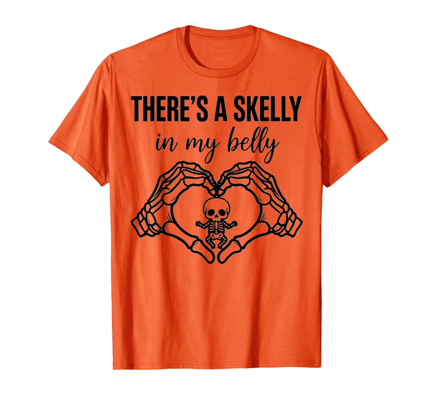 There's A Skelly in My Belly Halloween Cute Spooky Baby T-Shirt