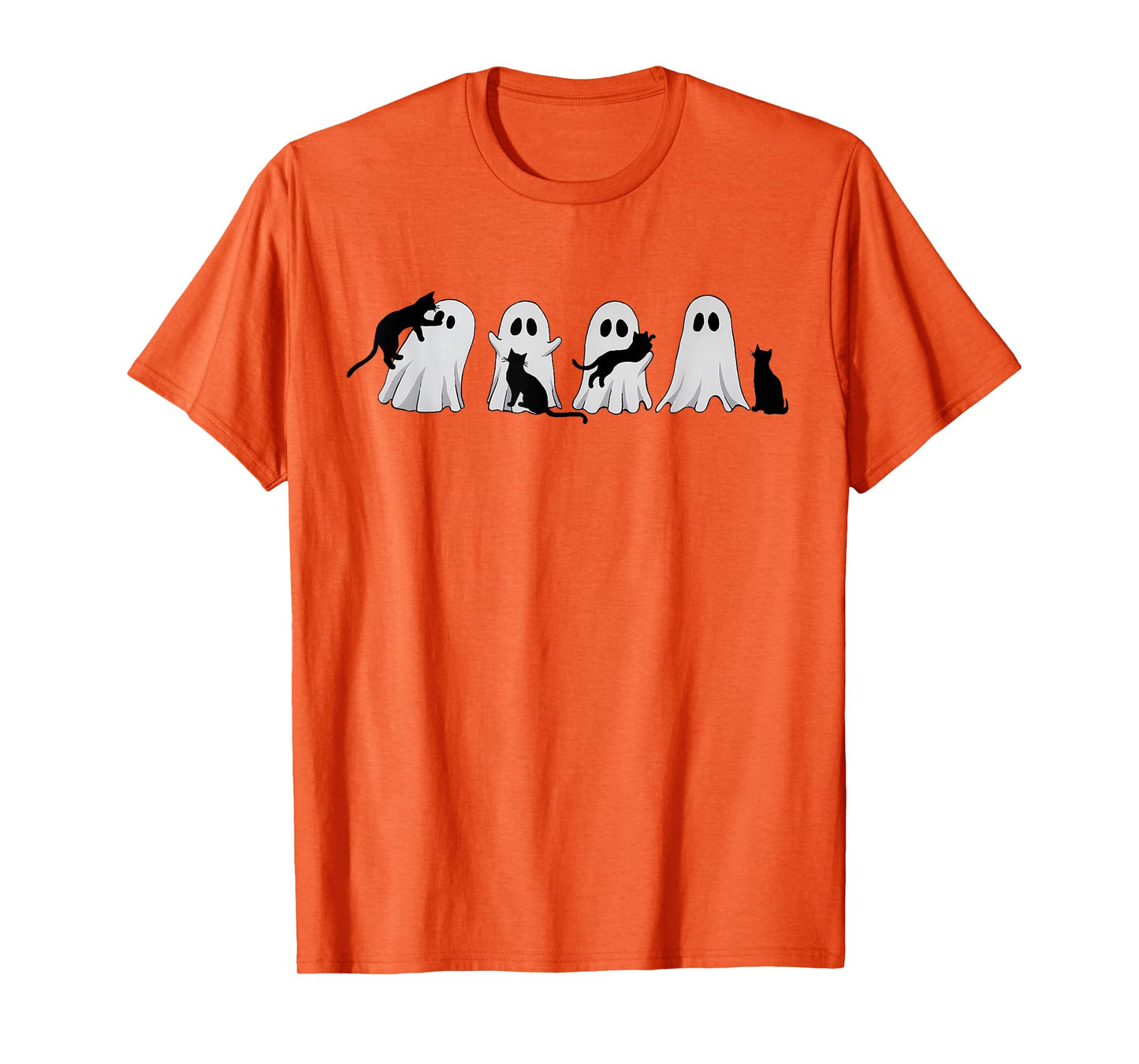 Cute Ghost Cat Halloween Outfit Costumes Cat Lover Spooky Men Women Kids T-Shirt