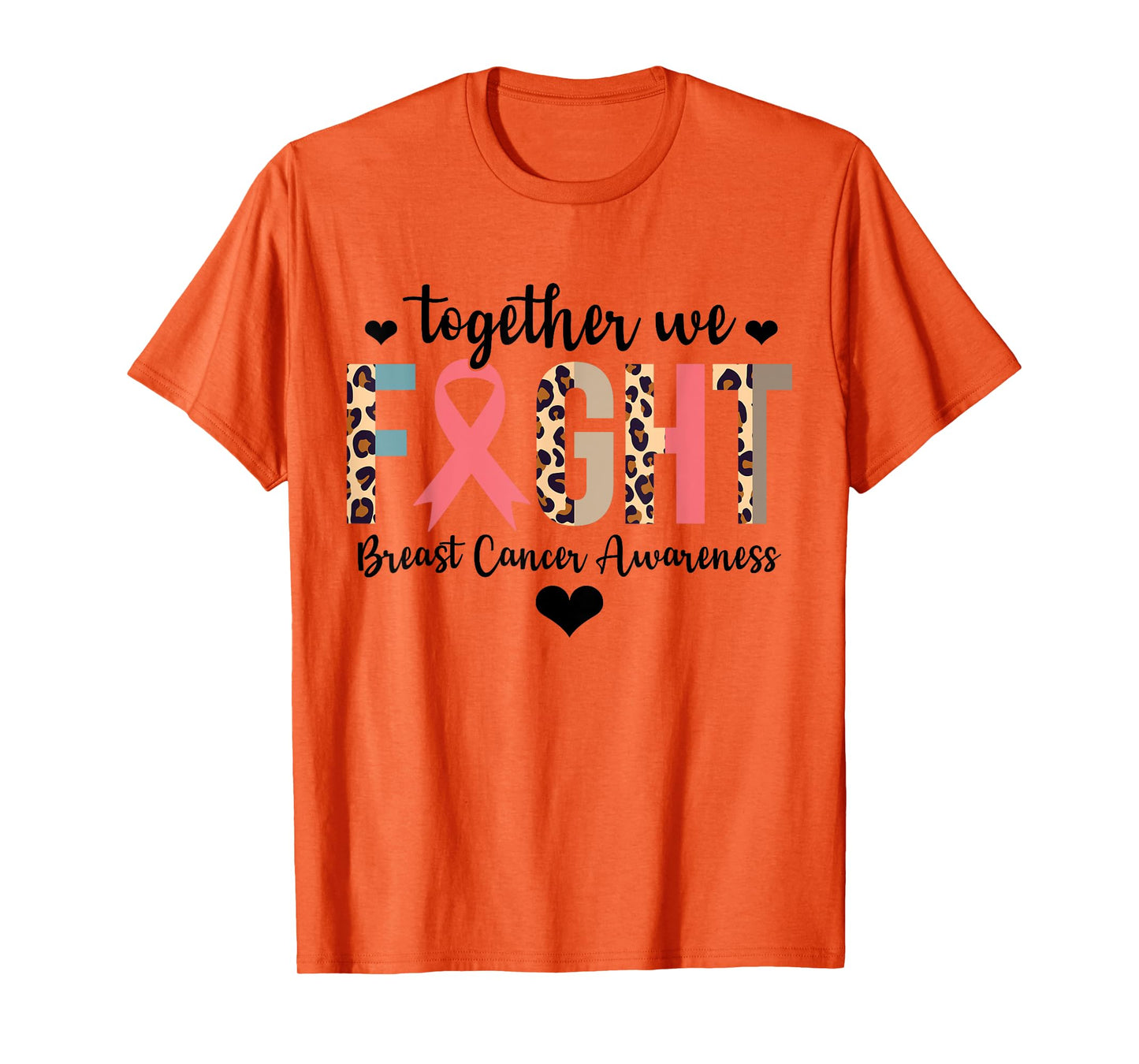 Together We Fight Breast Cancer Awareness Leopard Warrior T-Shirt