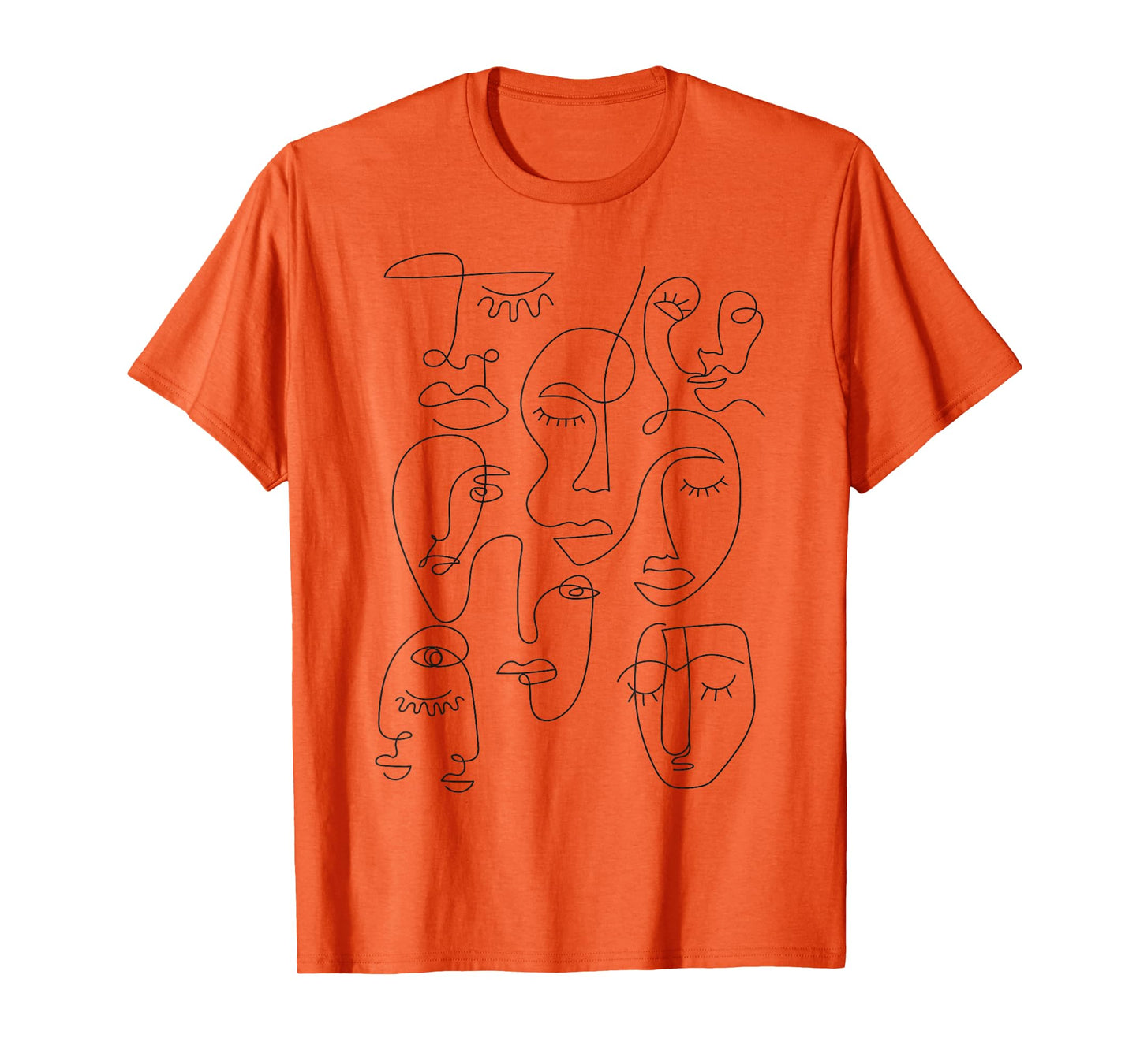 Hand Drawn One Line Art Faces T-Shirt
