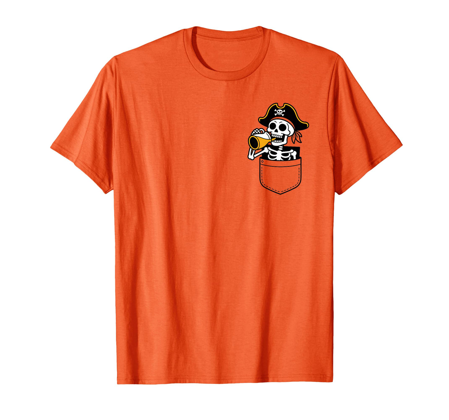 Pirate Skeleton in Pocket Cute Halloween Fall Humor T-Shirt