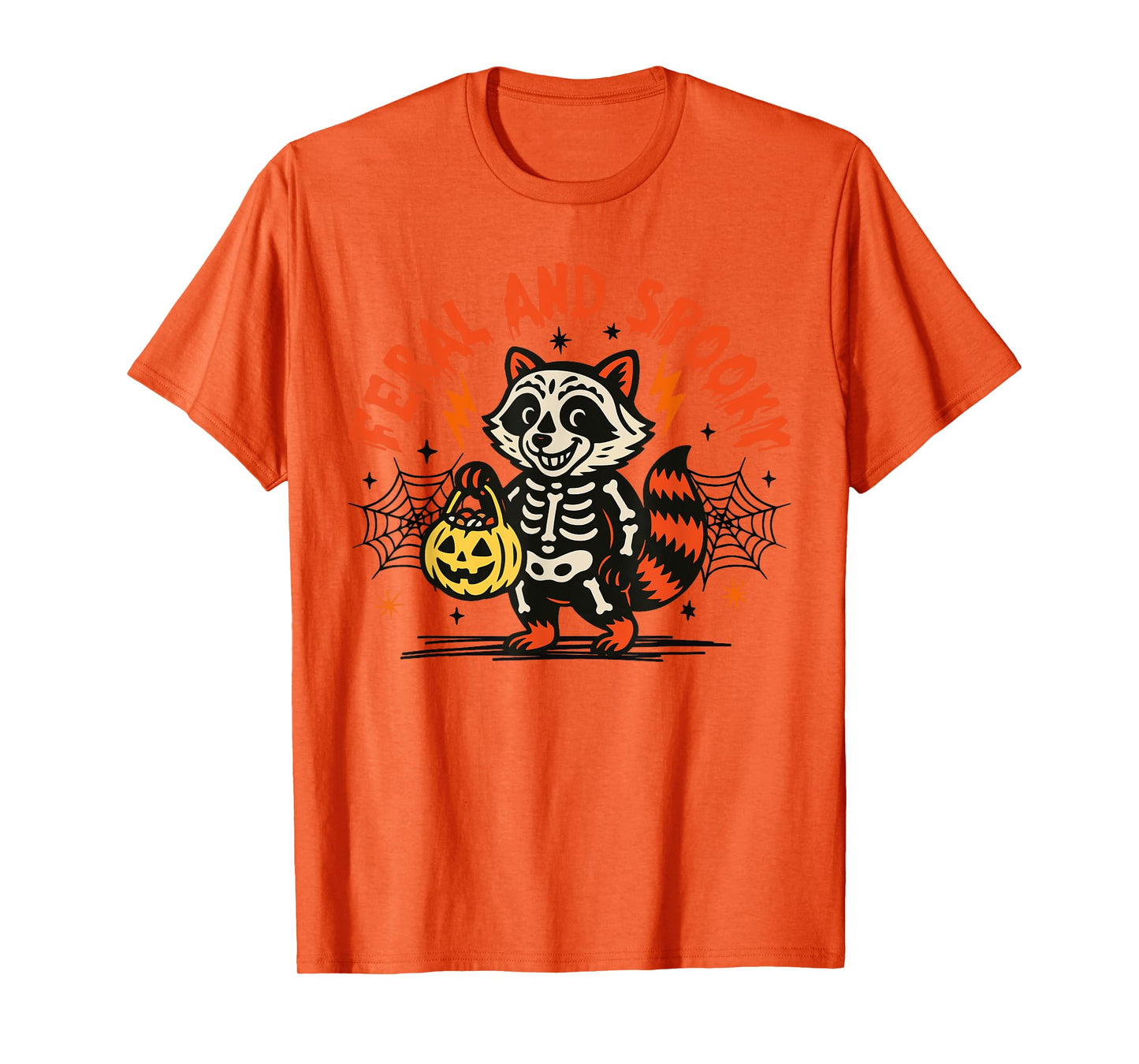 Feral and Spooky Funny Halloween Creepy Raccoon Skull T-Shirt