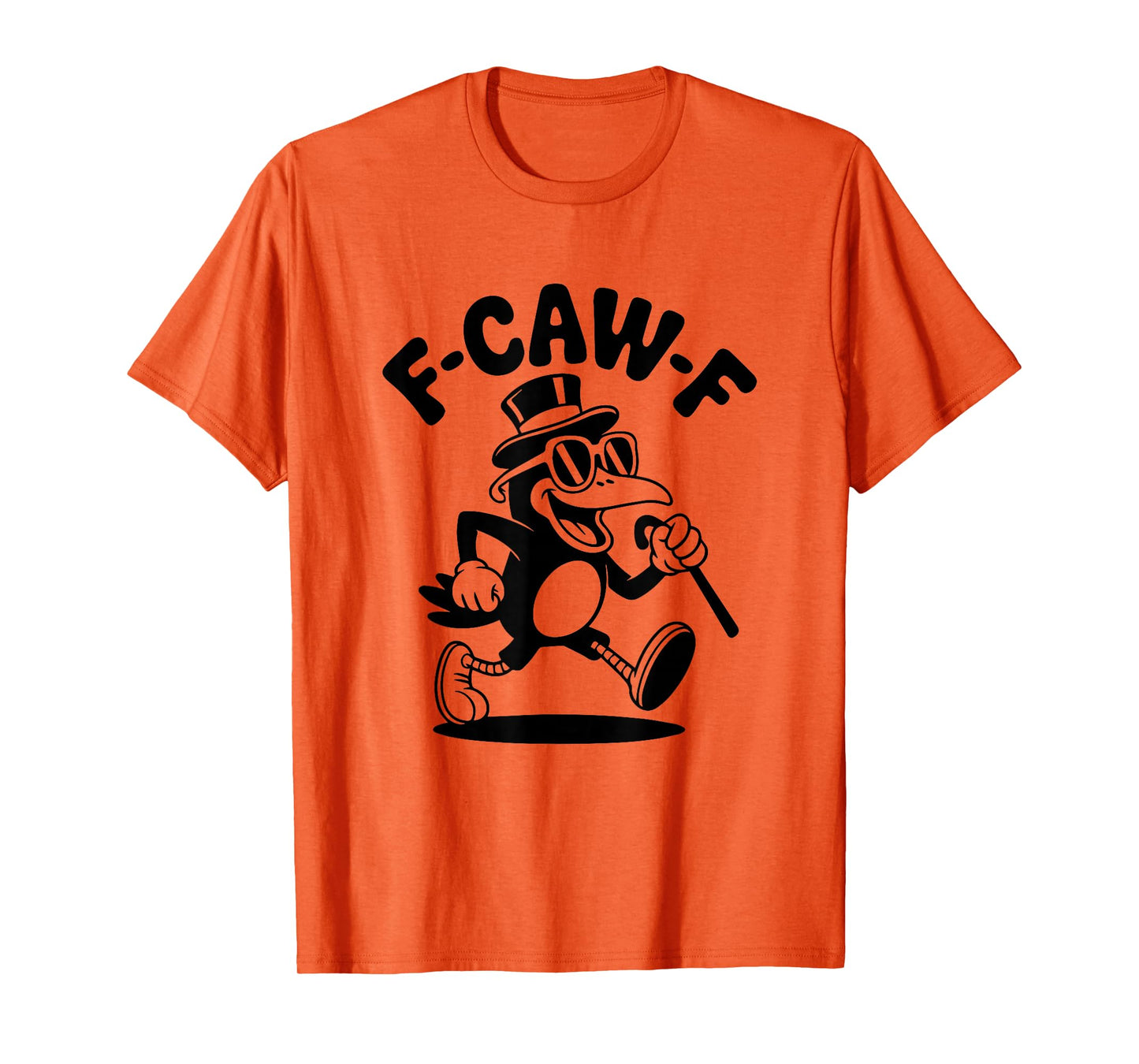 F Caw F Retro Crow in Shades & Top Hat Funny Bird T-Shirt