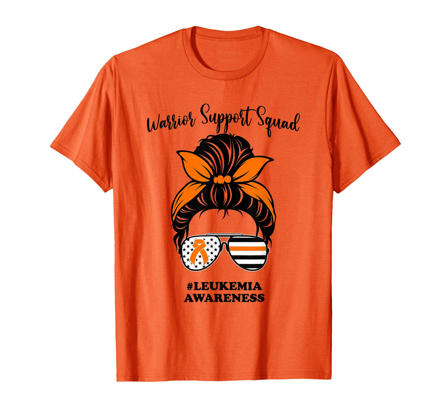 Leukemia Awareness Warrior Support Squad Messy Bun Matching T-Shirt