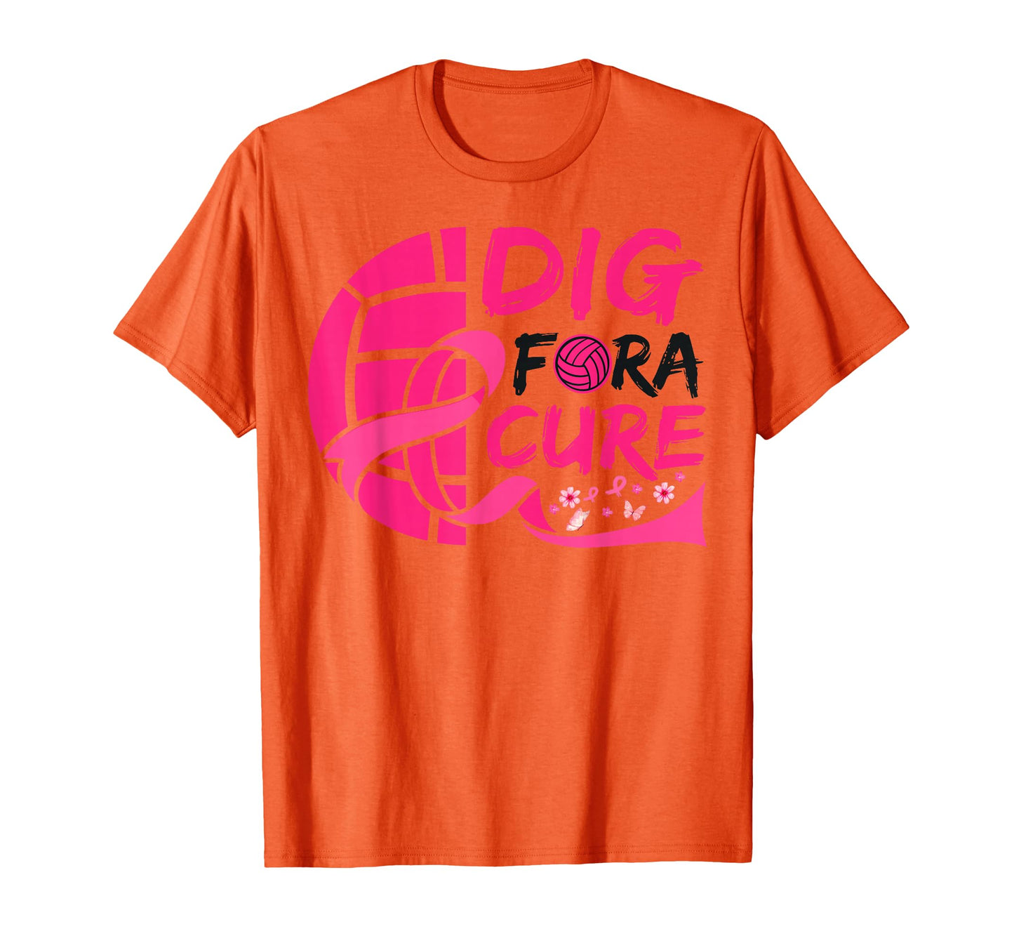 Dig For Cure Ribbon Volleyball Breast Cancer Awareness Pink T-Shirt