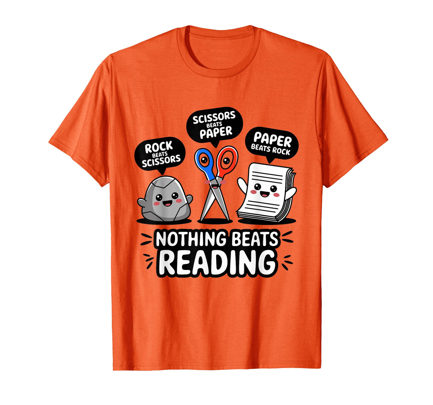 Nothing Beats Reading Rock Paper Scissors Funny Book Lover T-Shirt
