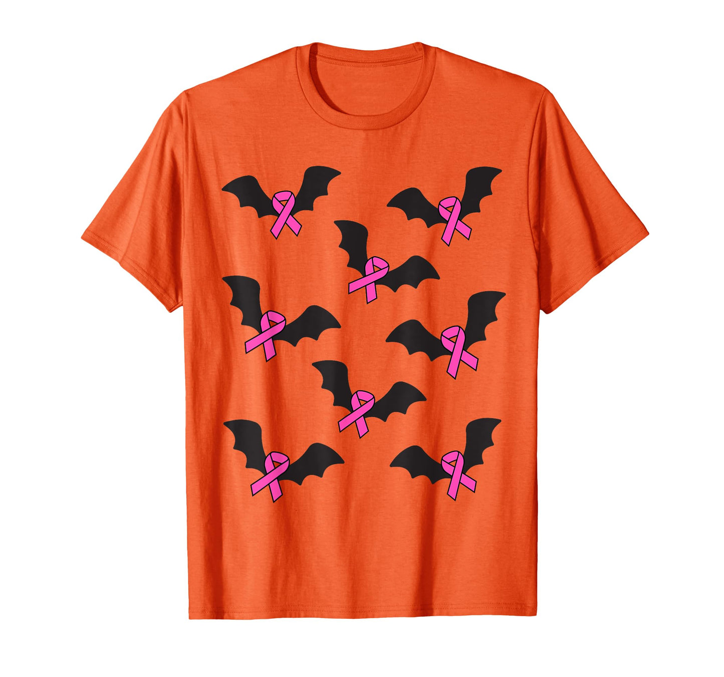 Pink Ribbon Breast Cancer Awareness Halloween Bats Women Men T-Shirt