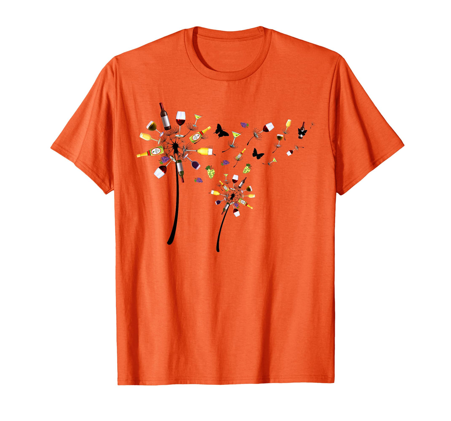 Funny Dandelion Flowers Wine Glasses Bottles Drinkers Team T-Shirt