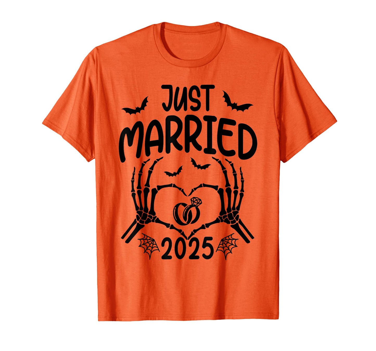 Just Married Est 2025 Skeleton Wedding Halloween Couples T-Shirt