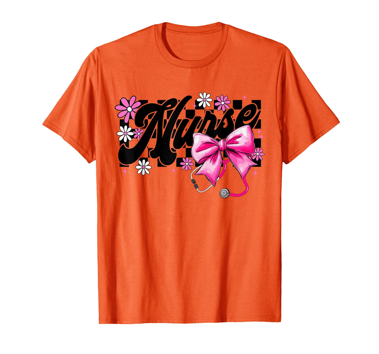 Coquette Bow Floral Nurse Life Stethoscope Nursing School T-Shirt