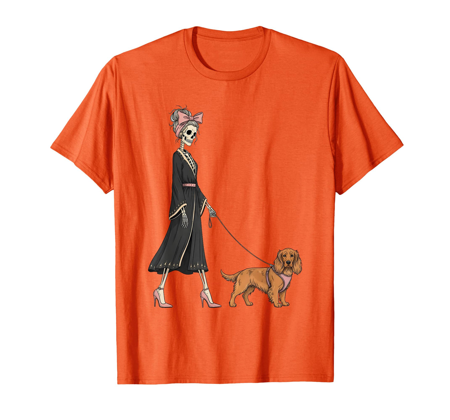 Skeleton Sussex Spaniel Dog Walking Halloween Women T-Shirt