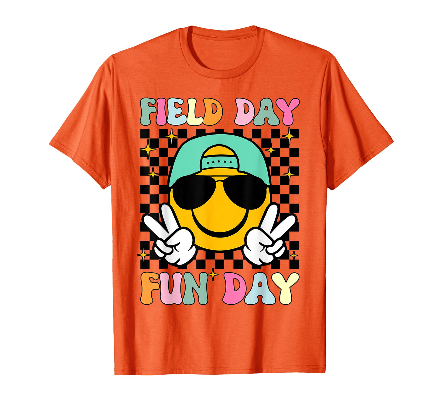 Field Day Fun Day Smile Face Teacher Kids Field Day 2025 T-Shirt