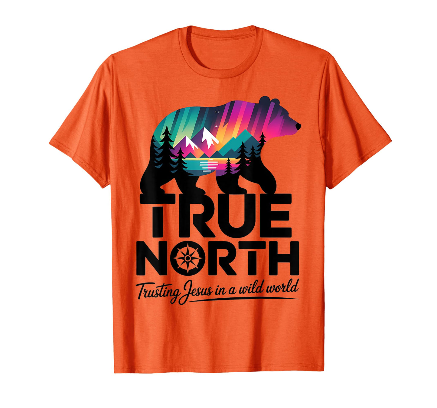 True-North Trusting Jesus in a Wild World Bear Landscape T-Shirt