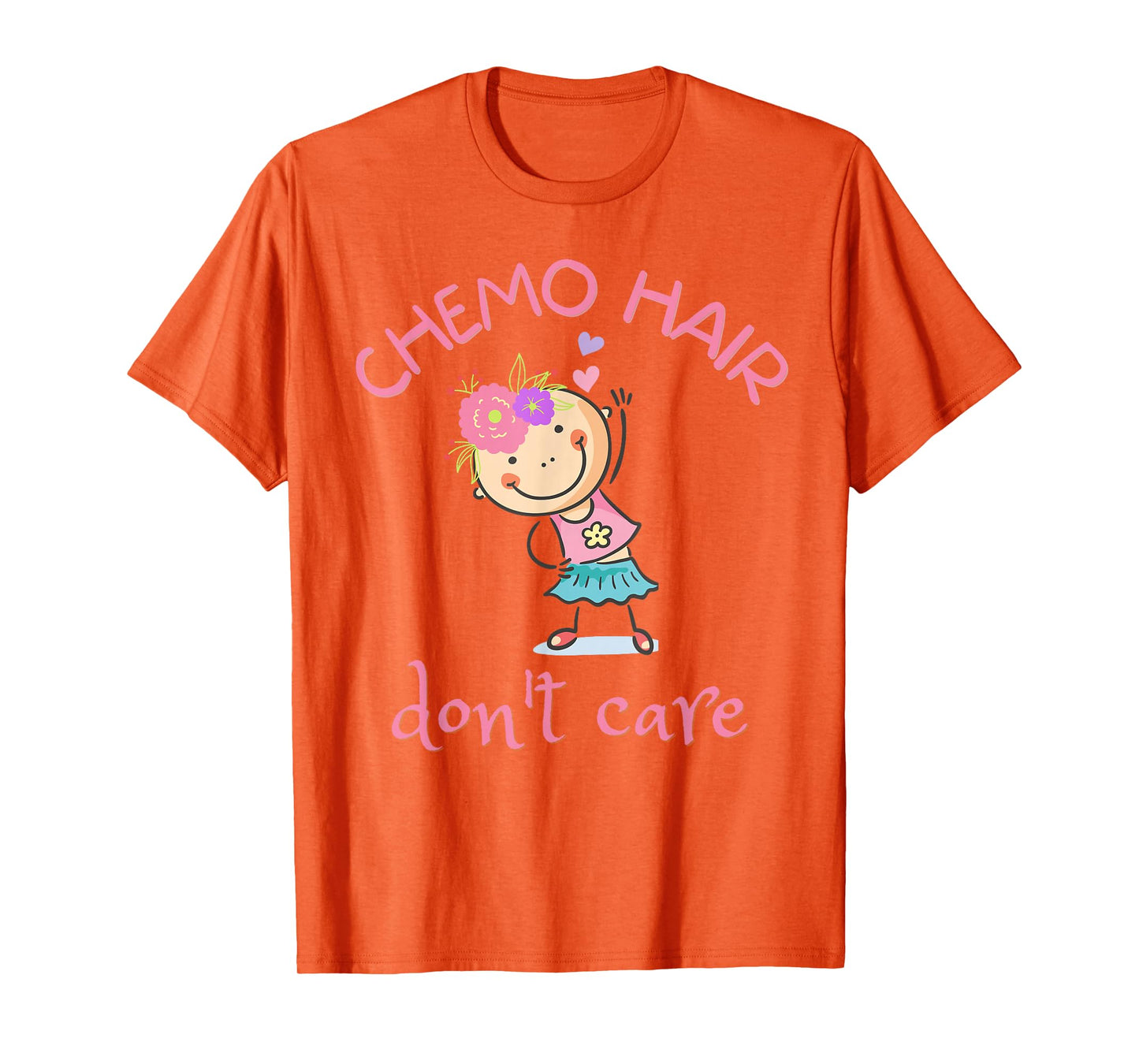 Chemo Hair Don't Care, Cancer Girl Bald Head Flowers T-Shirt