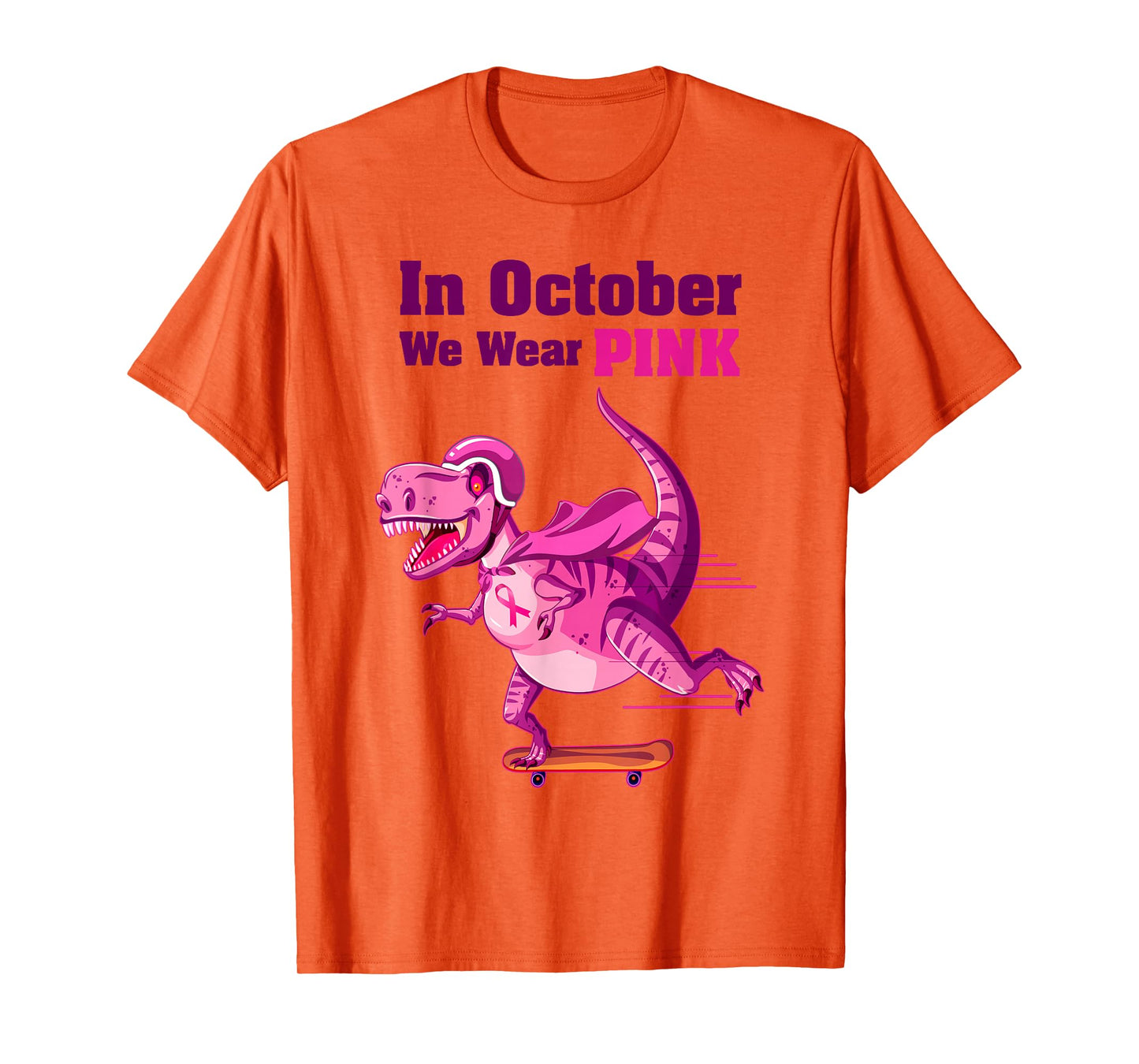 In October We Wear Pink Breast Cancer Trex Dino Kids T-Shirt