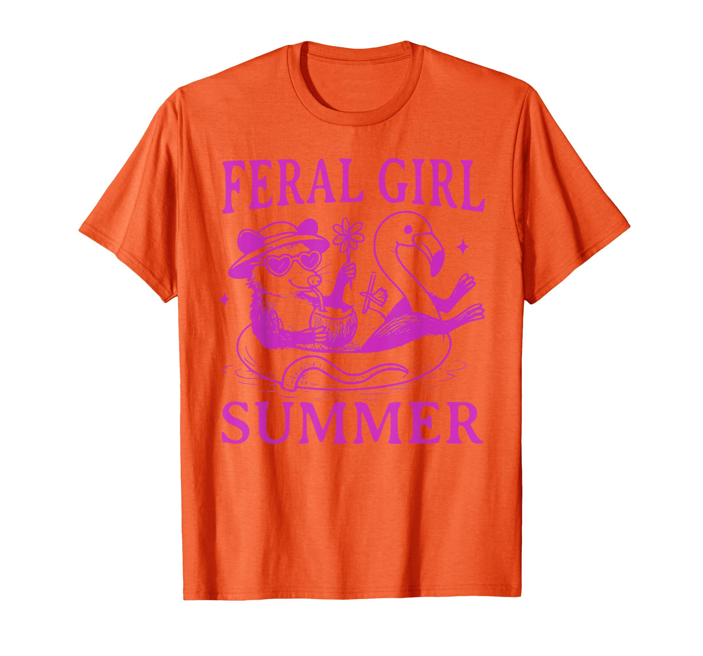 Feral Girl Summer Funny Meme Feral Possum Summer Vacation T-Shirt