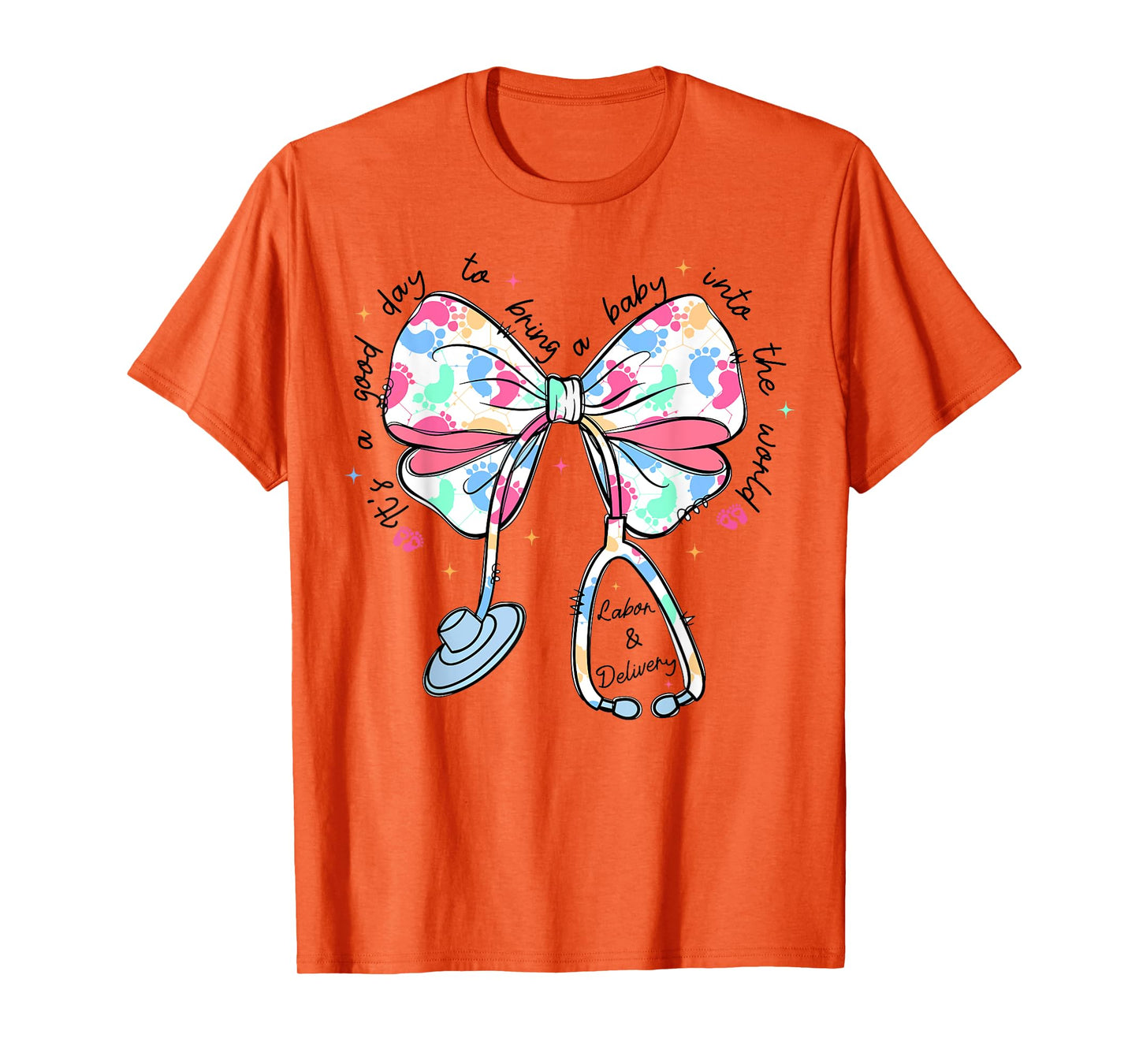 Labor and Delivery NICU Nurse Life Coquette Bow Stethoscope T-Shirt