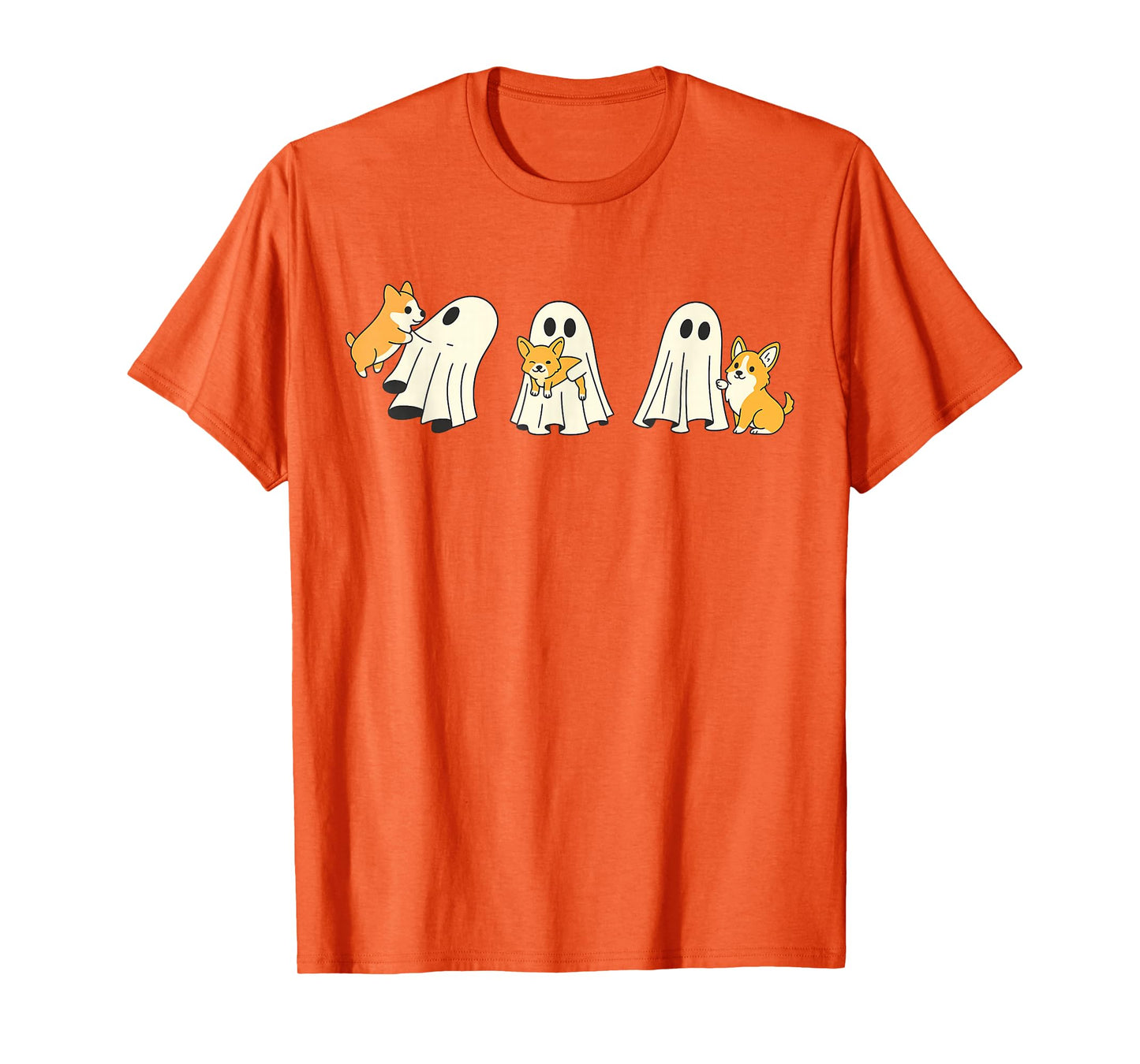 Ghost Holding Corgi Dog Halloween Costume Dog Lover T-Shirt