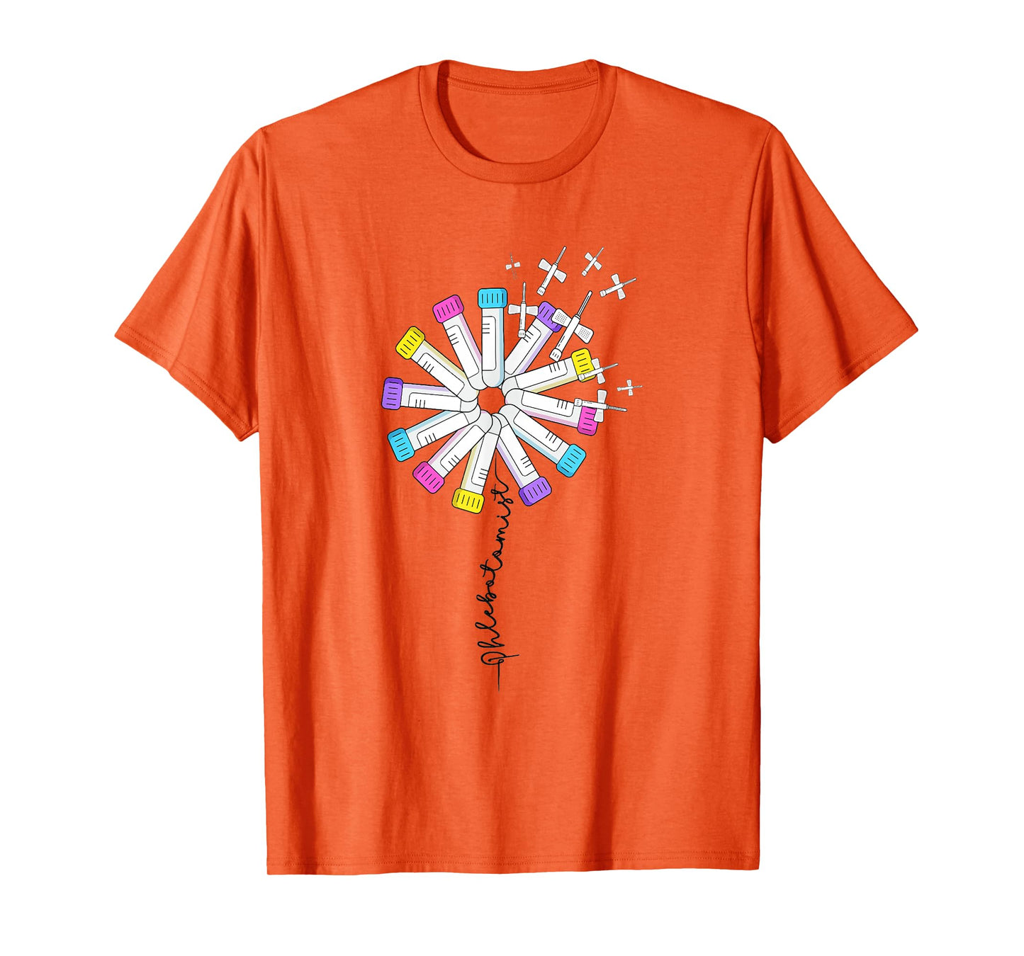 Phlebotomist Nurse Dandelion Butterflies Needle Rainbow T-Shirt