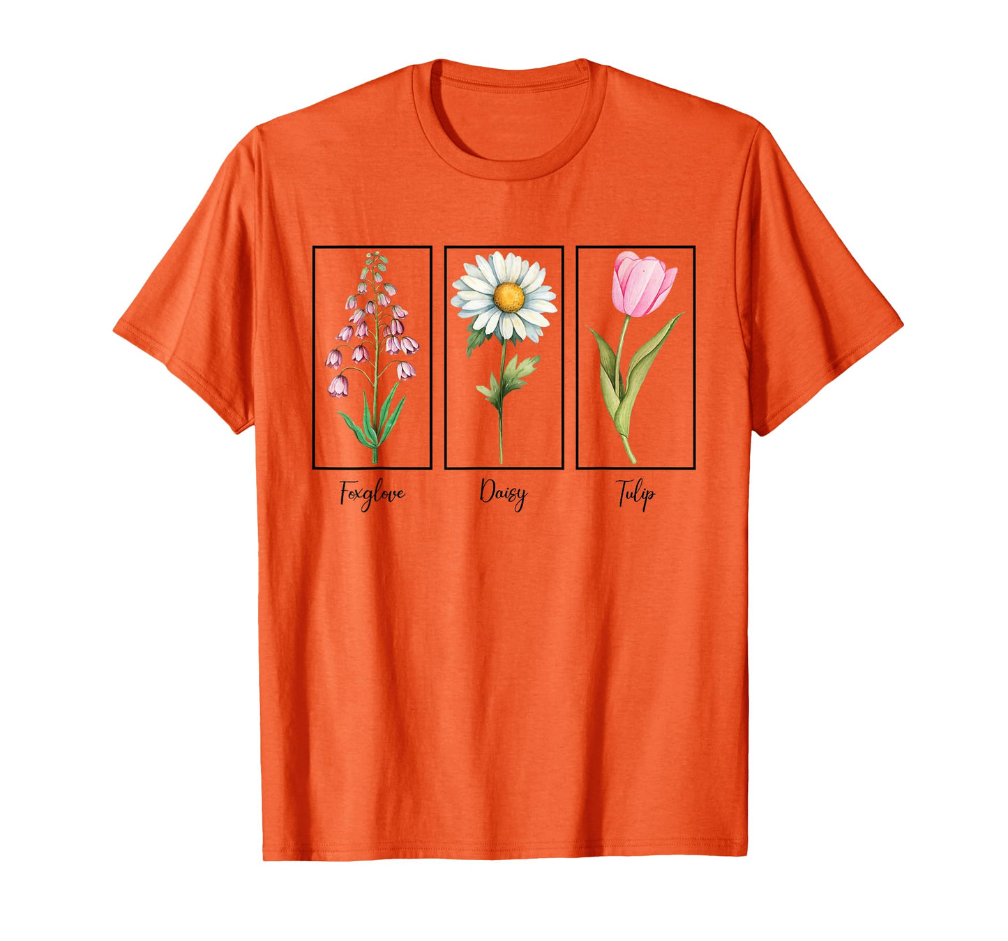 Vintage Floral Plant Foxglove Daisy Tulip Flowers Mom Women T-Shirt