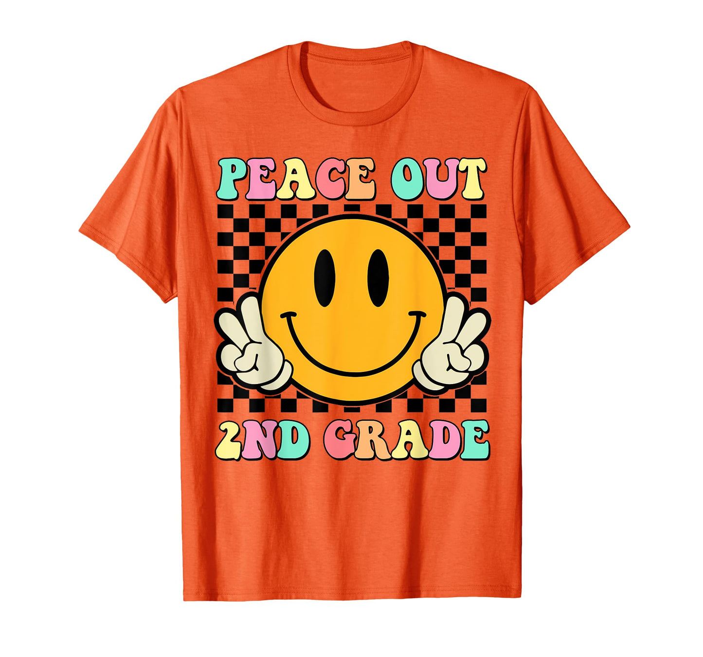 Peace Out 2nd Grade Teacher Retro Smile Last Day Of School T-Shirt for Men Women Girls Kids