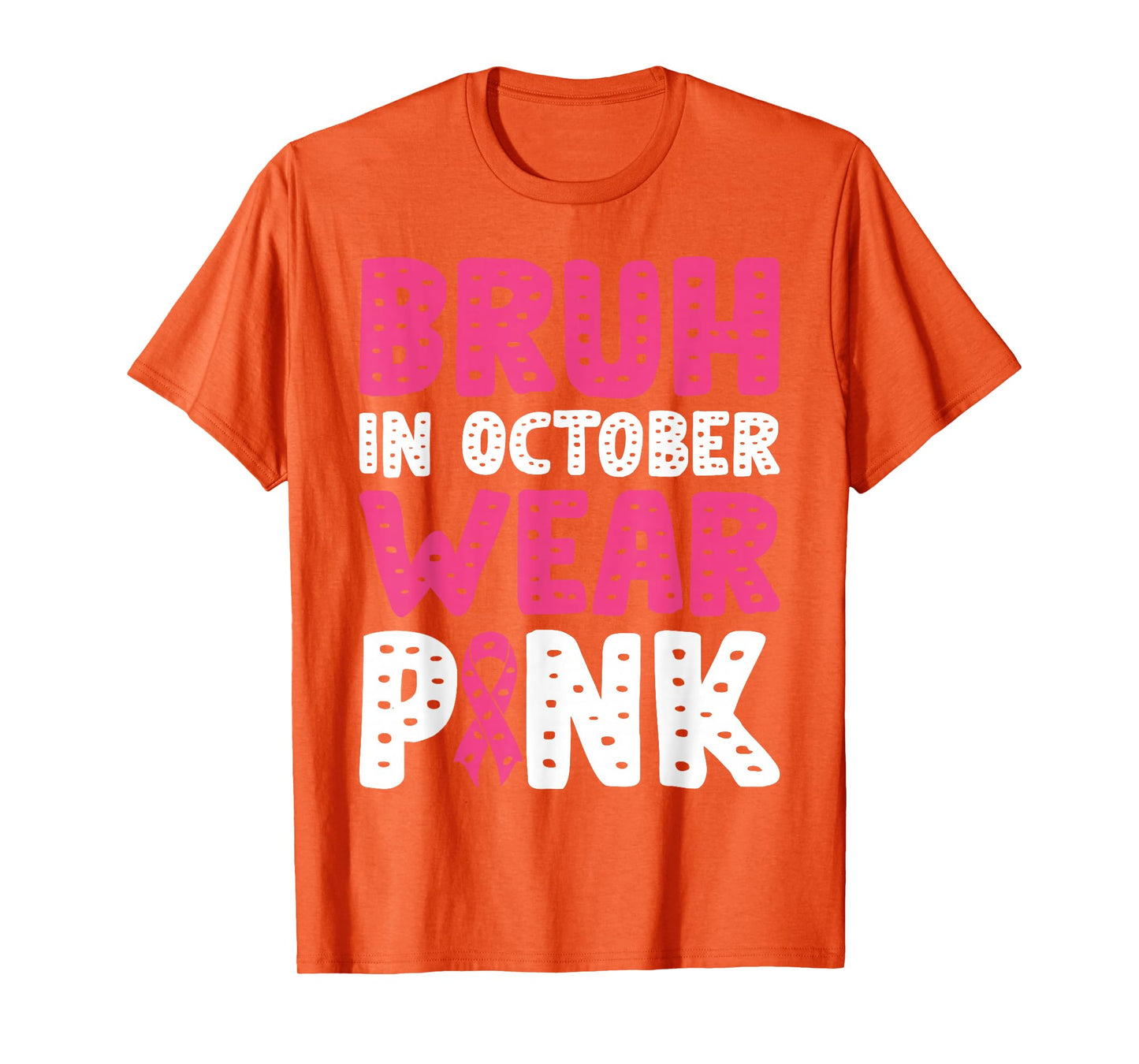 Breast Cancer Shirts for Kids Boys Bruh In October Wear Pink T-Shirt