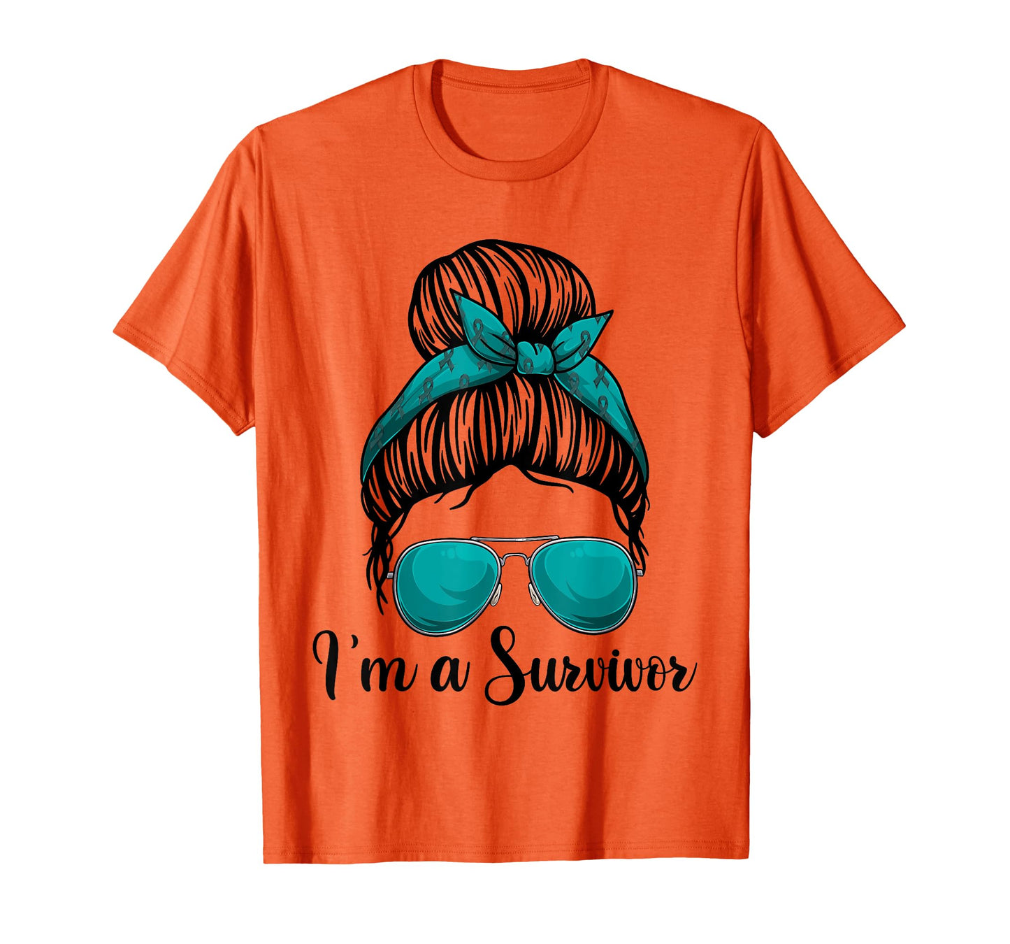 I’m A Survivor Messy Bun Shirt, Ovarian Cancer Awareness T-Shirt