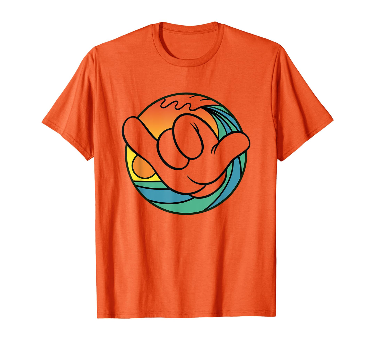 Disney Mickey And Friends Hand Shaka Sign Sunset Surf T-Shirt