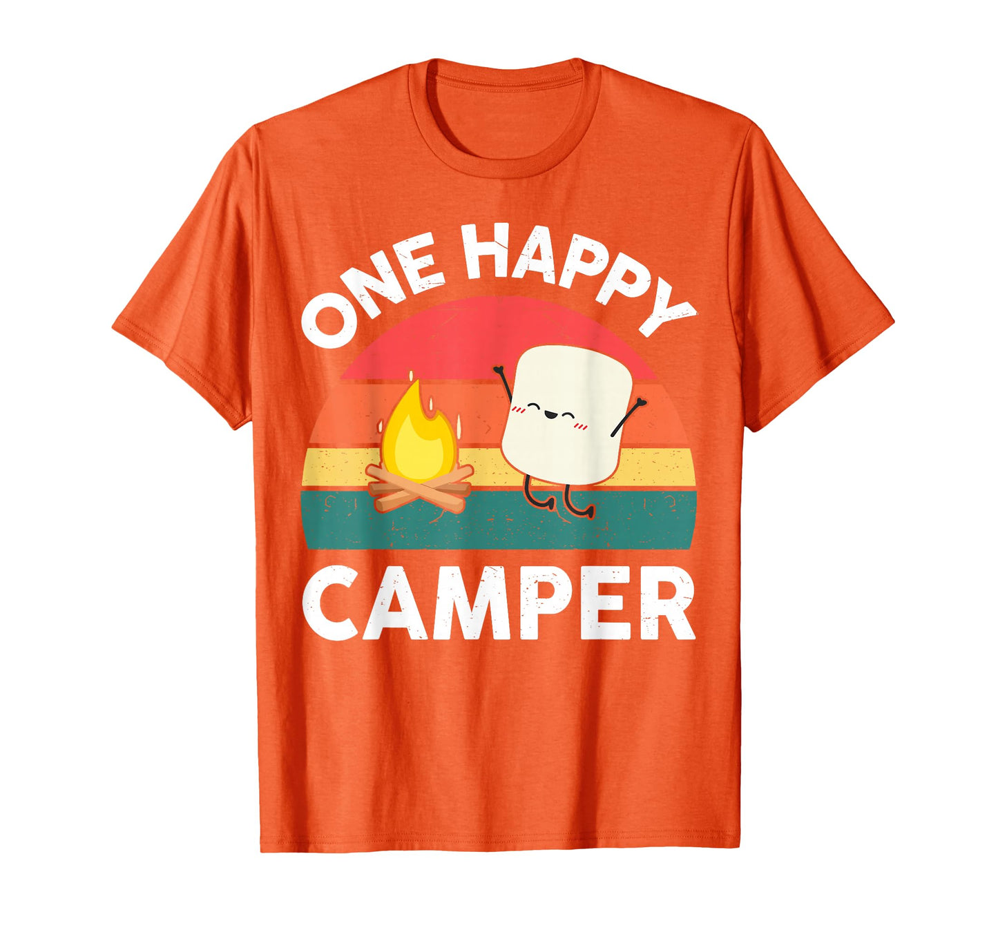 Kids One Happy Camper Toddler Boy Funny Marshmallow Camping T-Shirt