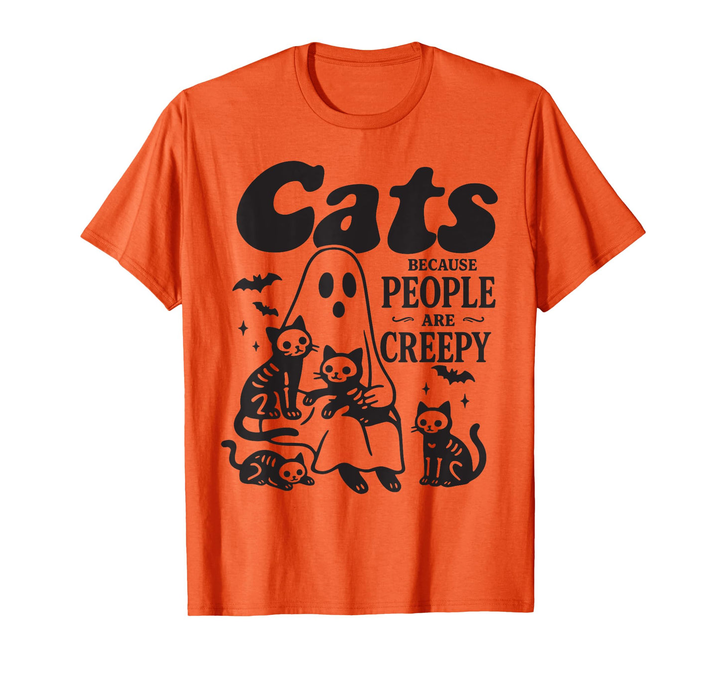 Cats Because People are Creepy Halloween Spooky Cat Lover T-Shirt