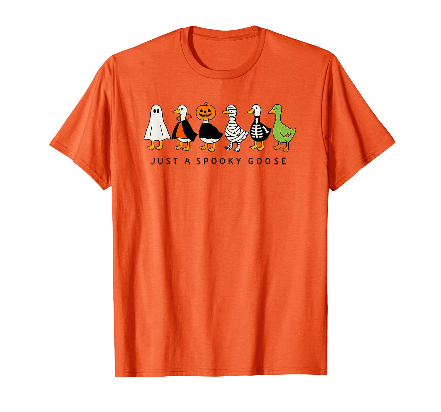 Halloween Goose Spooky Ghost Pumpkin Skeleton T-Shirt