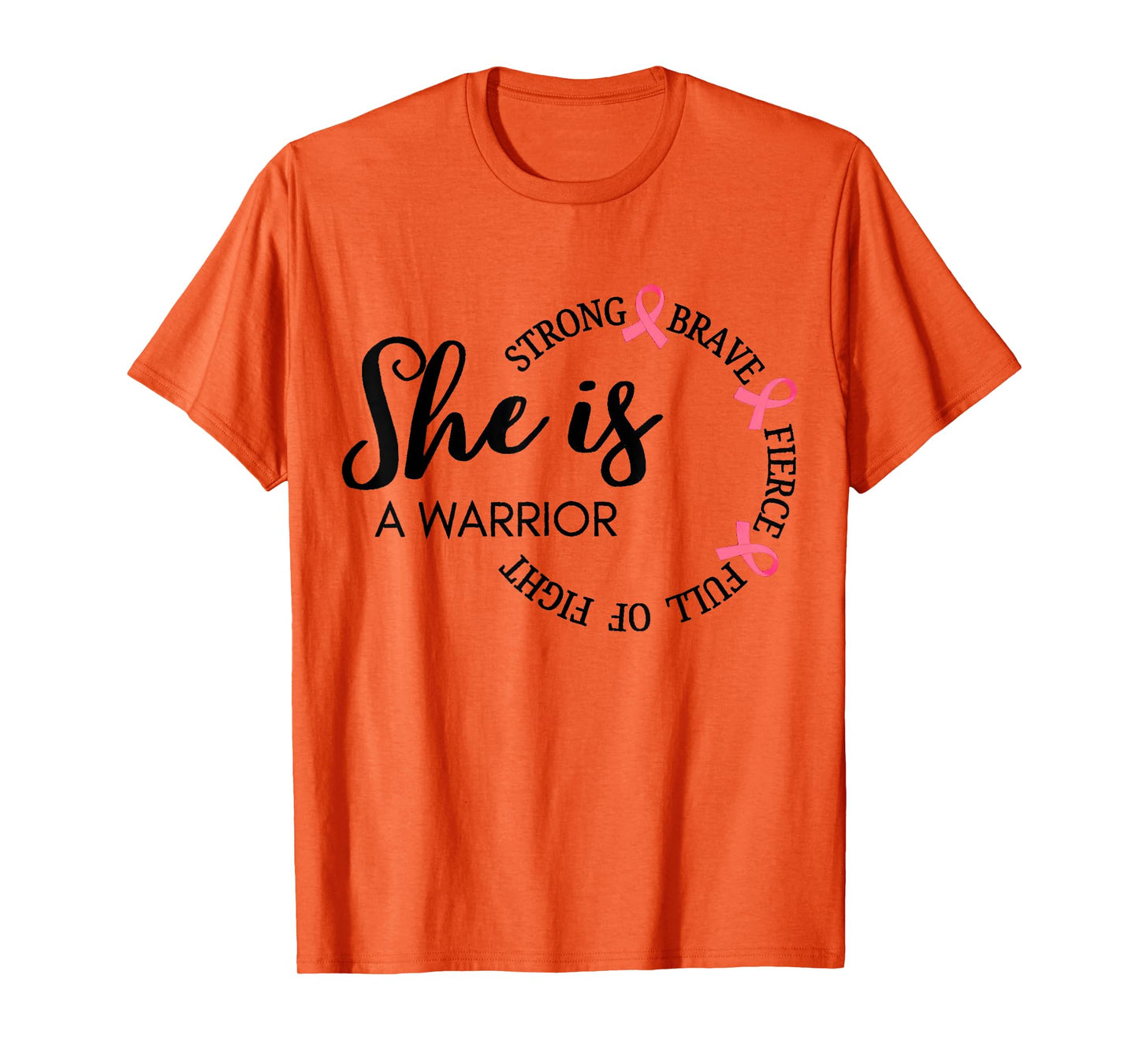 She is A Warrior Strong Brave Pink Breast Cancer Awareness T-Shirt
