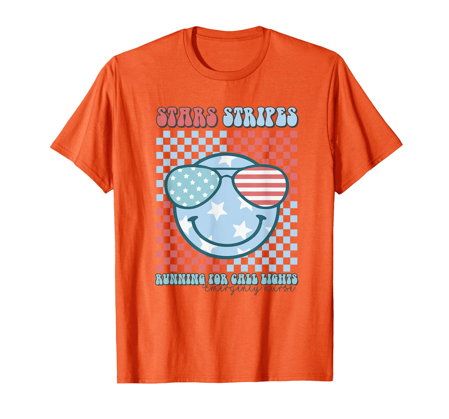 ER Nurse 4th Of July Emergency Room Groovy Smile Patriotic T-Shirt