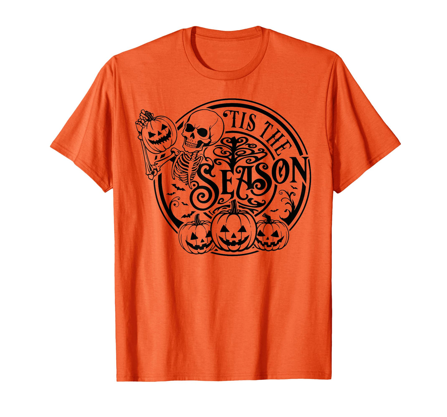 Tis The Season Halloween Skeleton Pumpkin T-Shirt