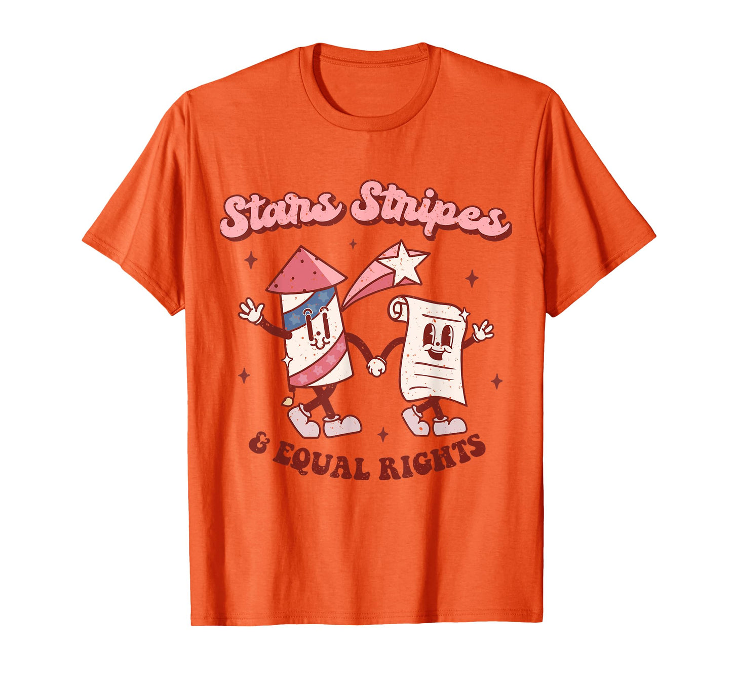 Stars Stripes & Equal Rights 4th Of July Retro Groovy Women T-Shirt