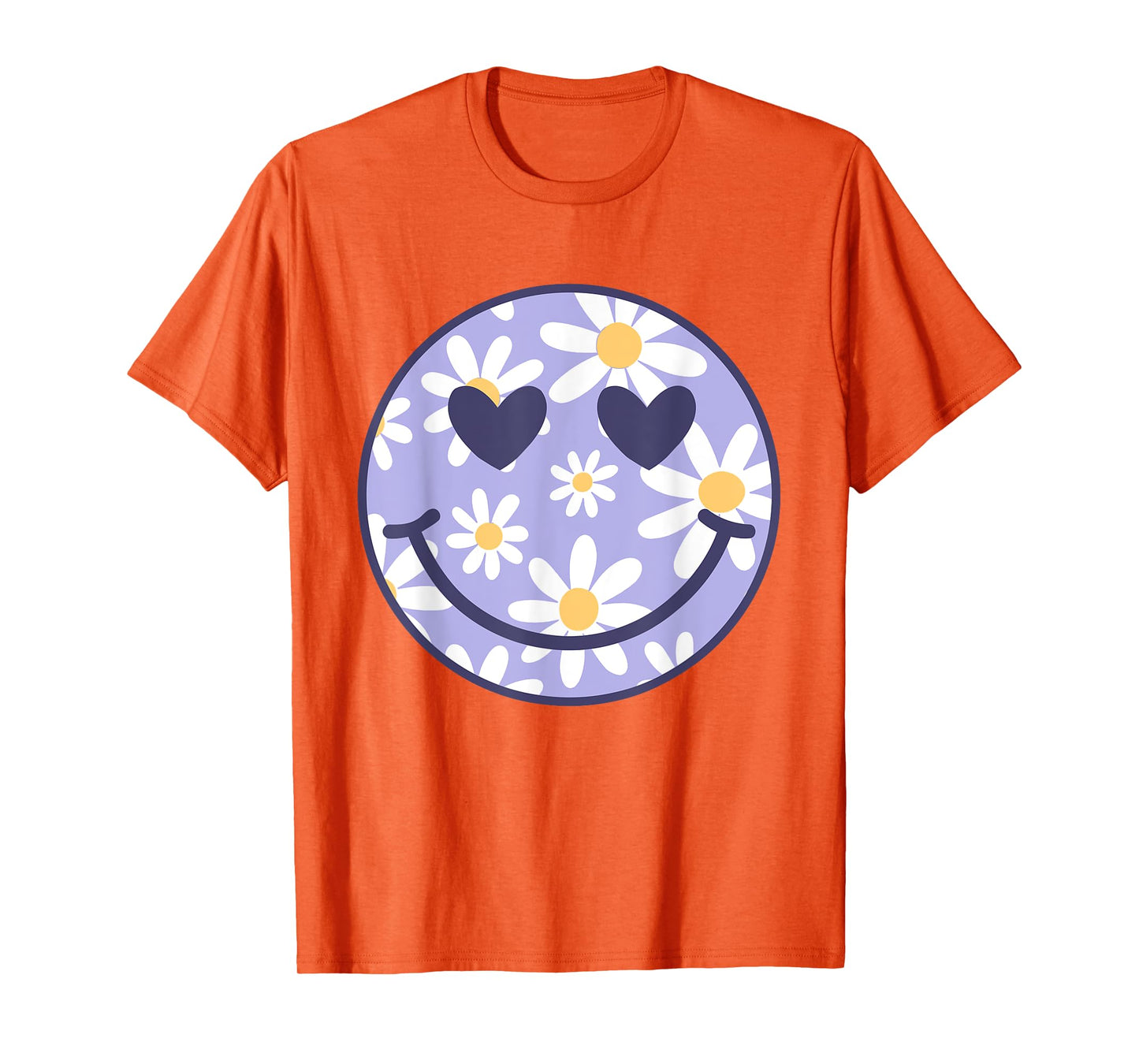 Retro Purple Happy Face Checkered Pattern Smile Face Trendy T-Shirt