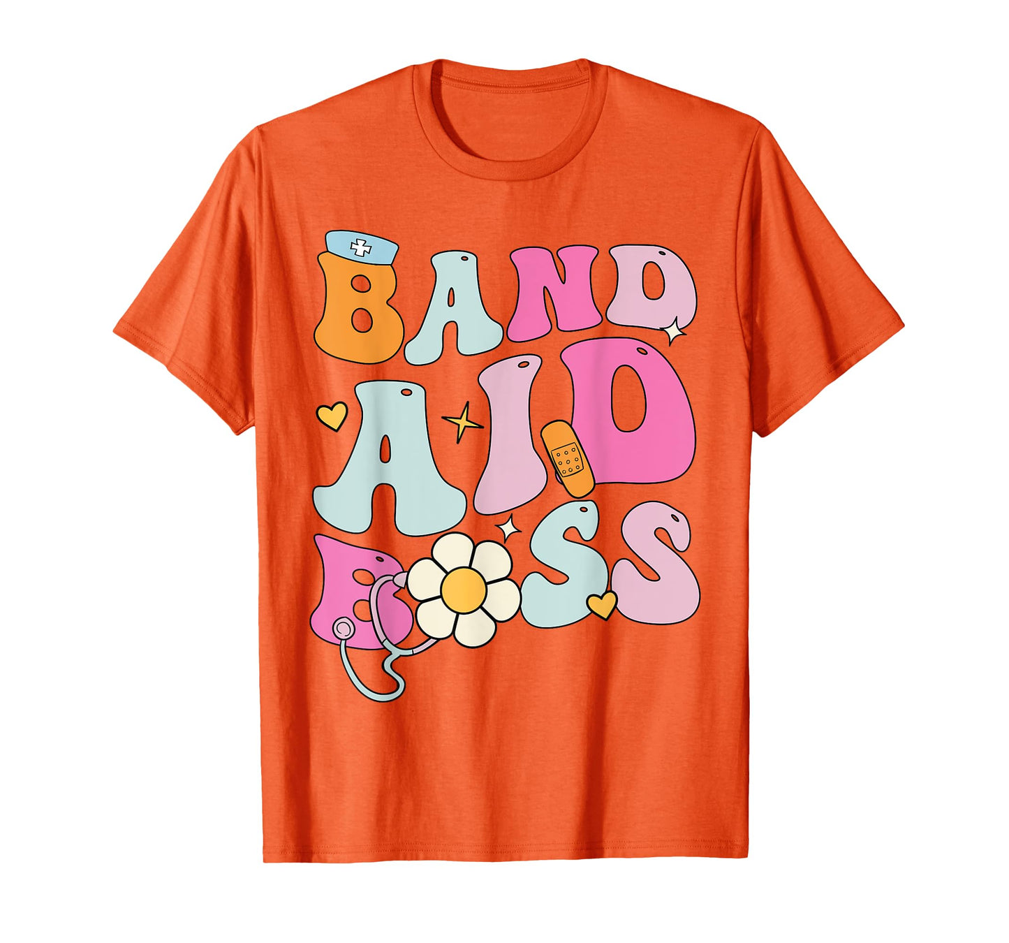 Groovy Band Aid Boss, Cute Back To School Nurse T-Shirt