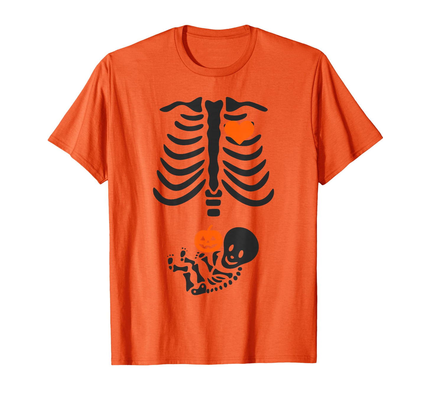 Halloween Skeleton Baby Rib Cage Pregnant Pumpkin New Mom T-Shirt