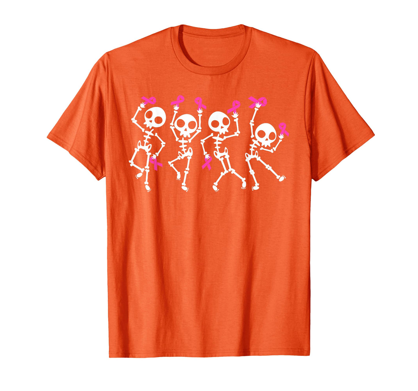 Pink Ribbon Breast Cancer Awareness Skeleton Boys Men Kids T-Shirt