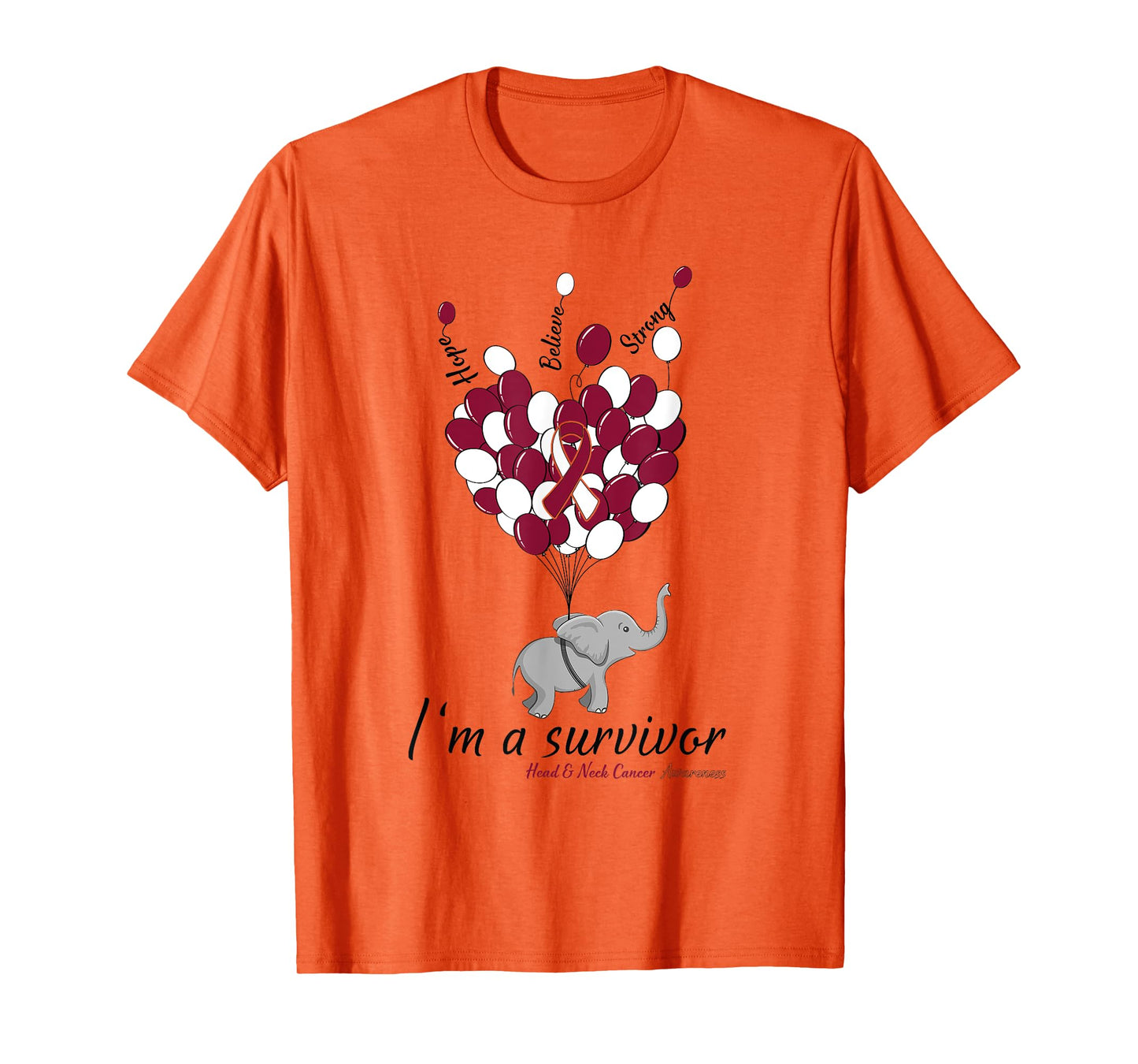 Elephant I'm a Survivor Heart Head & Neck Cancer Awareness T-Shirt